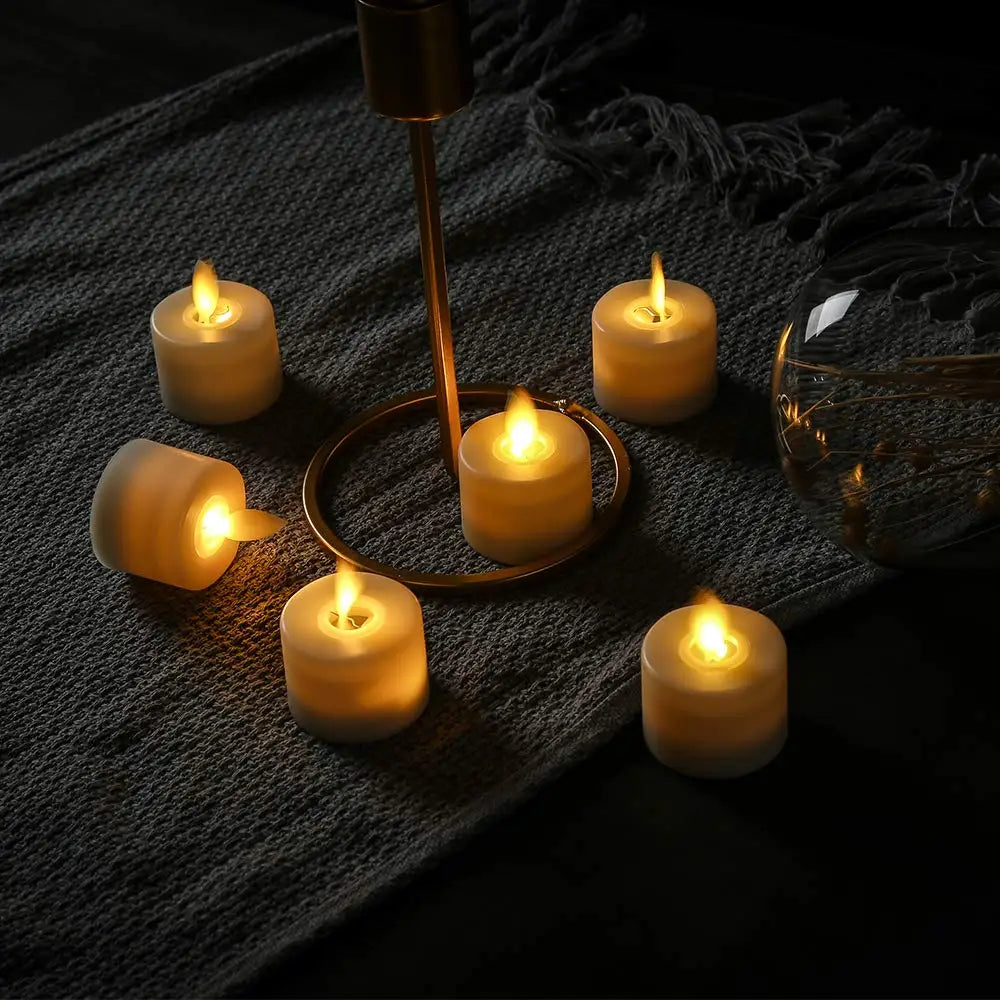 Zestaw Świeczek LED Tea Light Bezpłomieniowe Migoczące Z Pilotem I Timerem