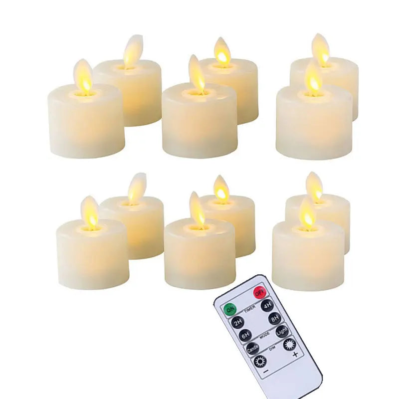 Zestaw Świeczek LED Tea Light Bezpłomieniowe Migoczące Z Pilotem I Timerem