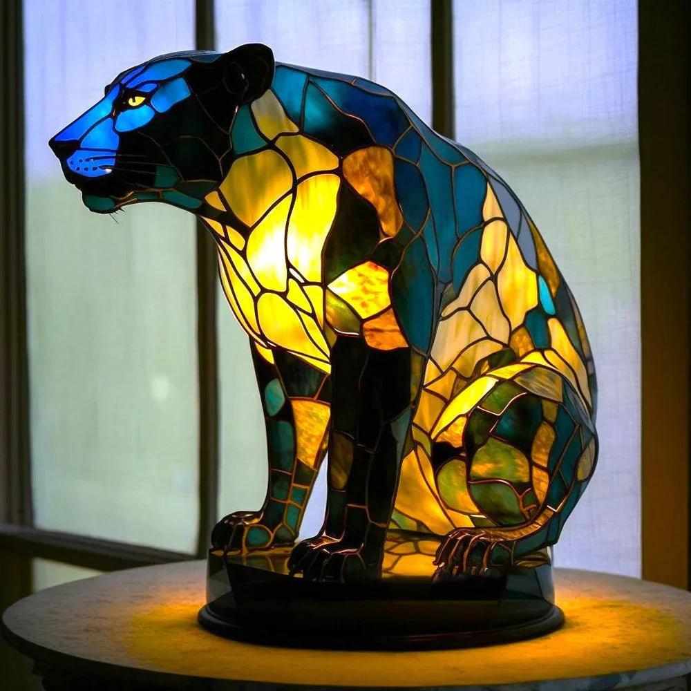 Artystyczna Lampa Witrażowa z Motywem Zwierzęcym Detail