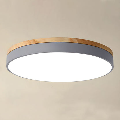 Drewniana Lampa Sufitowa Okrągła do Salonu Płaska View 16
