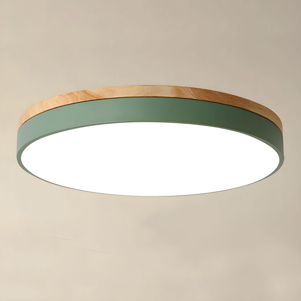 Drewniana Lampa Sufitowa Okrągła do Salonu Płaska View 18