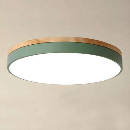 Drewniana Lampa Sufitowa Okrągła do Salonu Płaska View 18