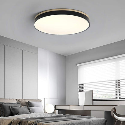 Drewniana Lampa Sufitowa Okrągła do Salonu Płaska View 22