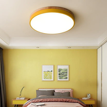 Drewniana Lampa Sufitowa Okrągła do Salonu Płaska View 24