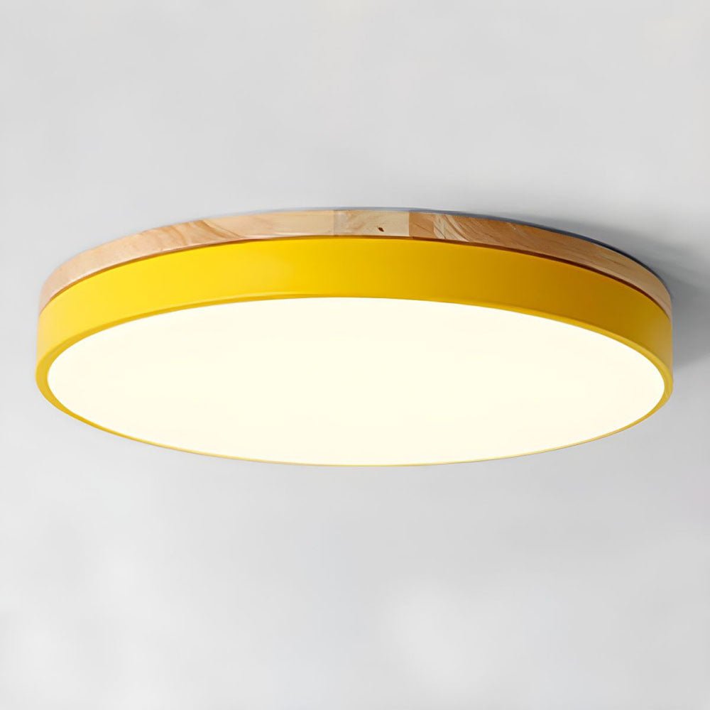 Drewniana Lampa Sufitowa Okrągła do Salonu Płaska View 25