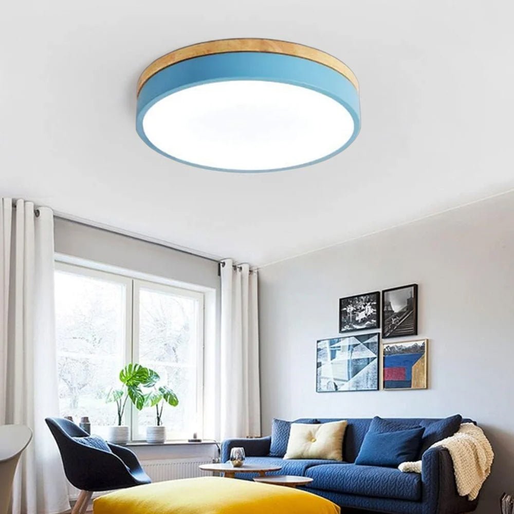 Drewniana Lampa Sufitowa Okrągła do Salonu Płaska View 27