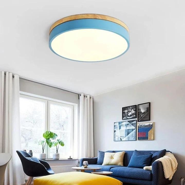 Drewniana Lampa Sufitowa Okrągła do Salonu Płaska View 28