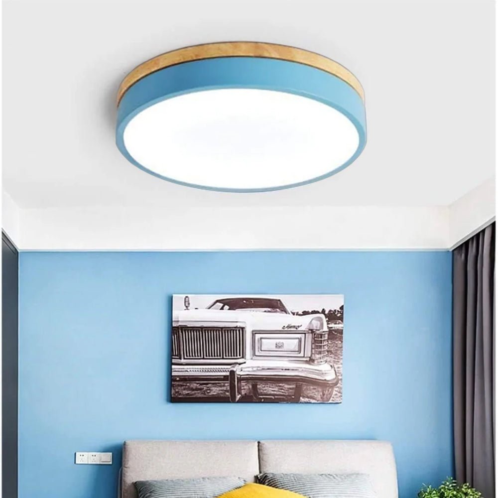 Drewniana Lampa Sufitowa Okrągła do Salonu Płaska View 29