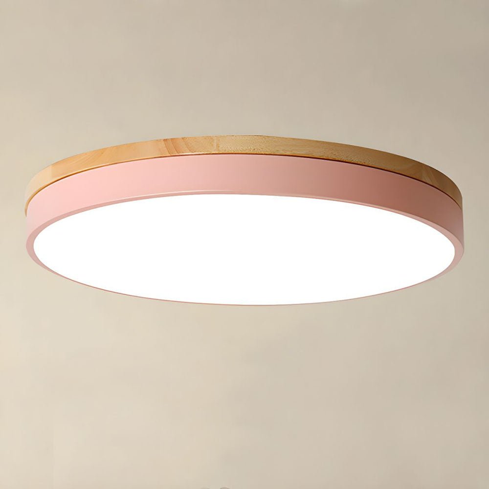 Drewniana Lampa Sufitowa Okrągła do Salonu Płaska View 31