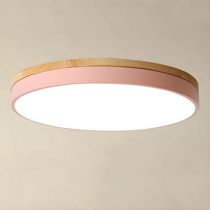 Drewniana Lampa Sufitowa Okrągła do Salonu Płaska View 31