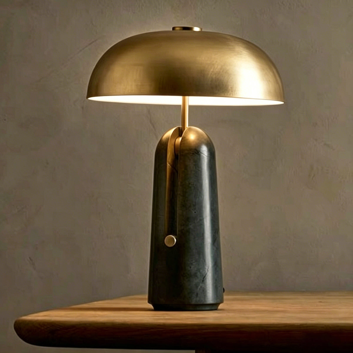 Japońska Lampa Stołowa Trawertyn Marmur Grzyb Detail