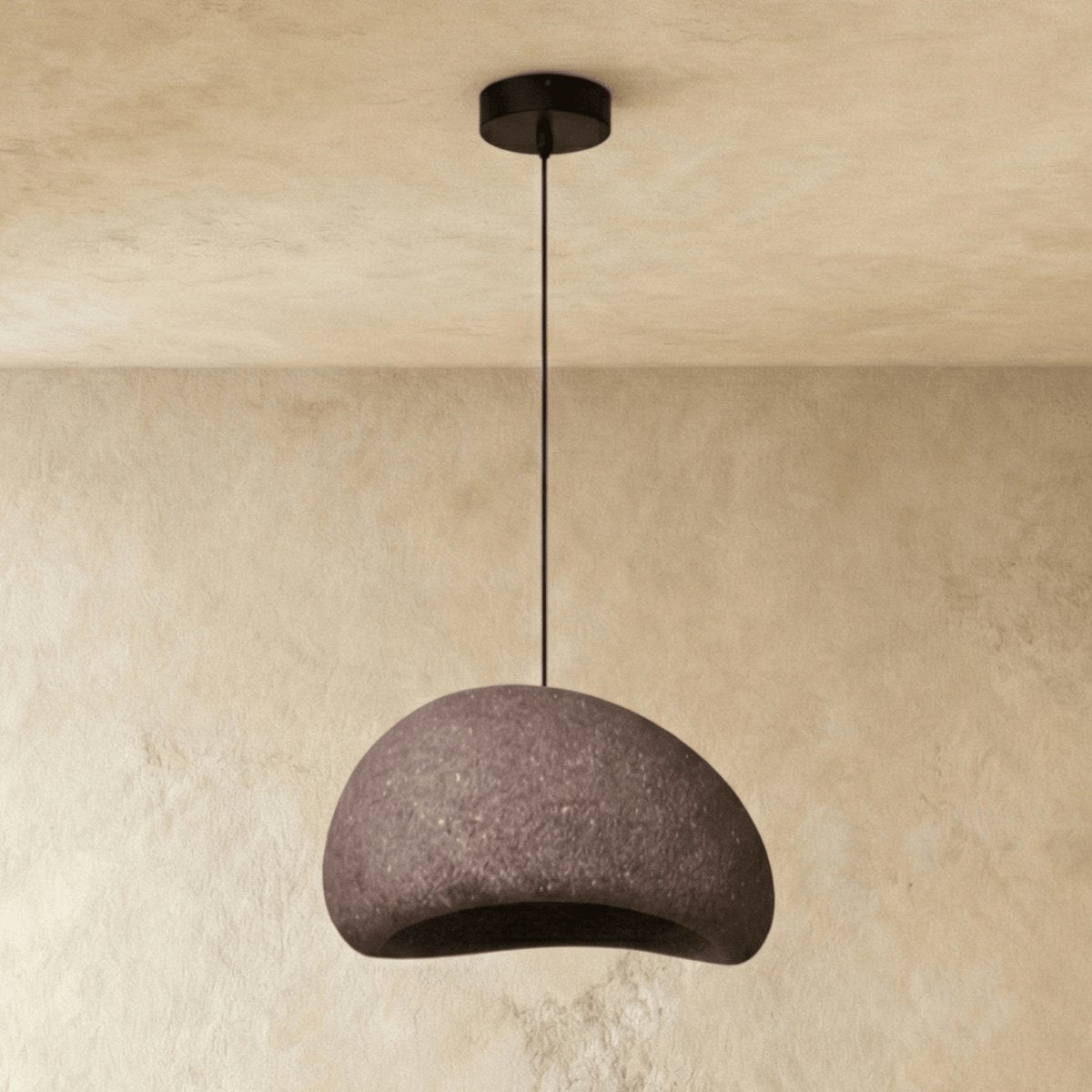 Japońska Lampa Wisząca Piaskowa Organiczna Forma Close Up