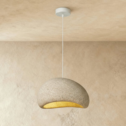 Japońska Lampa Wisząca Piaskowa Organiczna Forma Detail