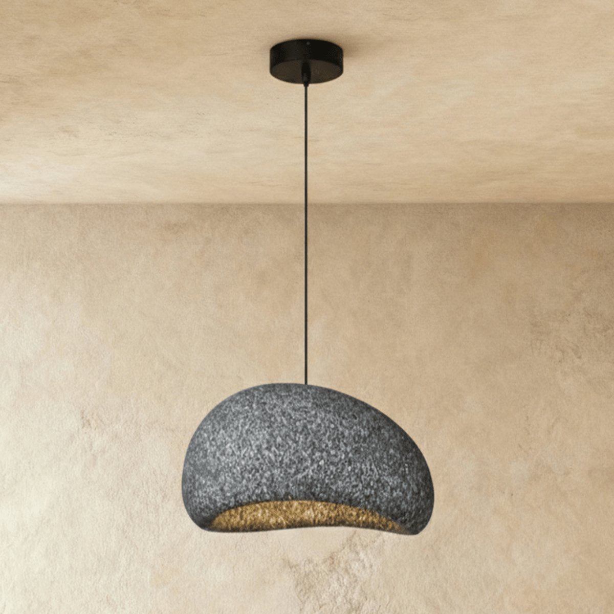 Japońska Lampa Wisząca Piaskowa Organiczna Forma Front