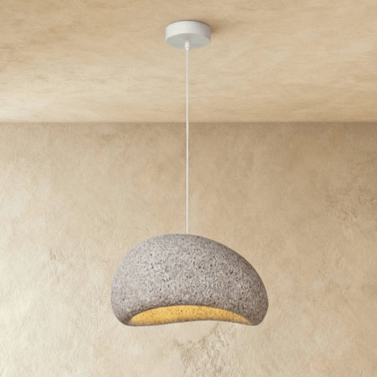 Japońska Lampa Wisząca Piaskowa Organiczna Forma Side