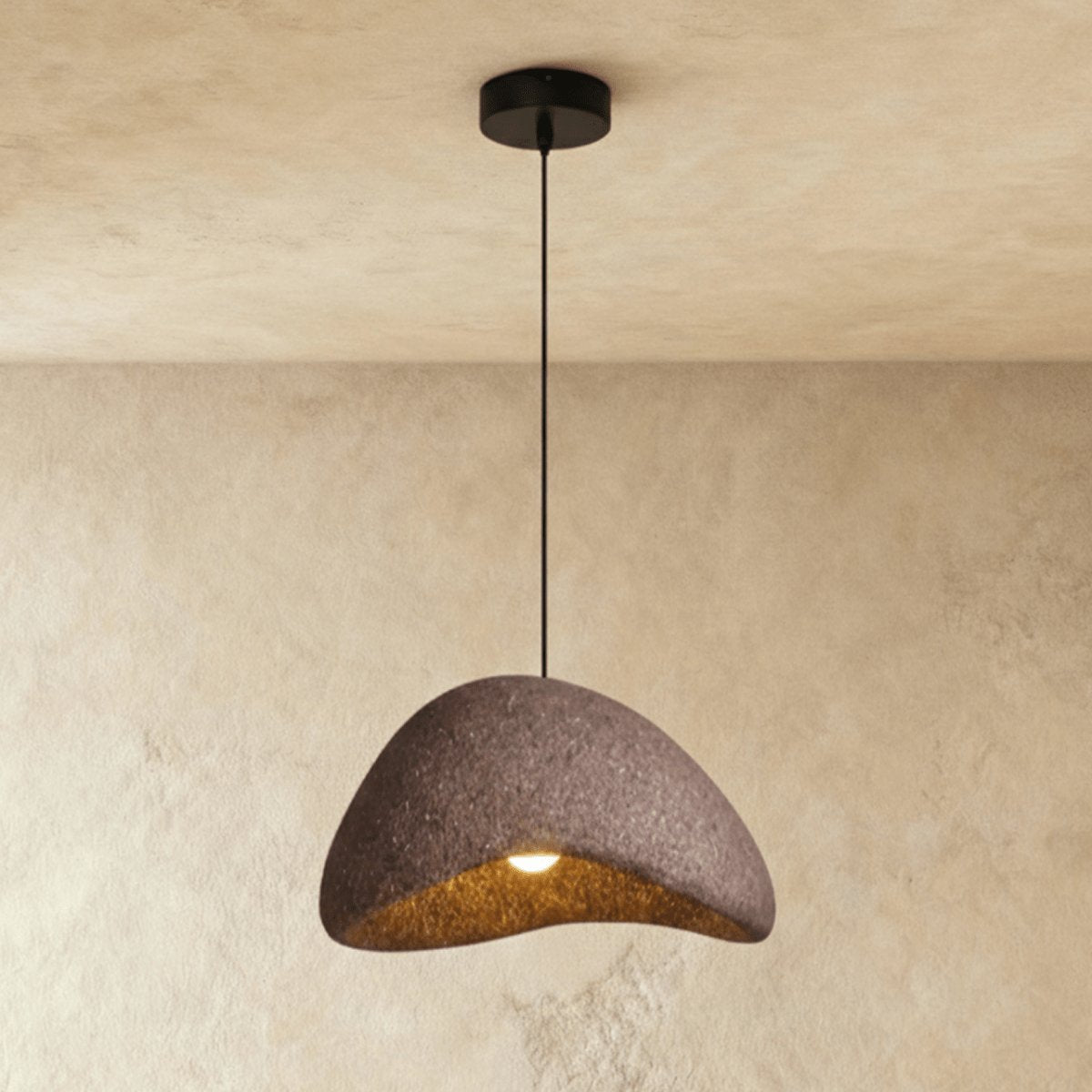 Japońska Lampa Wisząca Piaskowa Organiczna Forma View 11