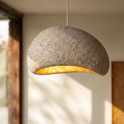 Japońska Lampa Wisząca Piaskowa Organiczna Forma View 19