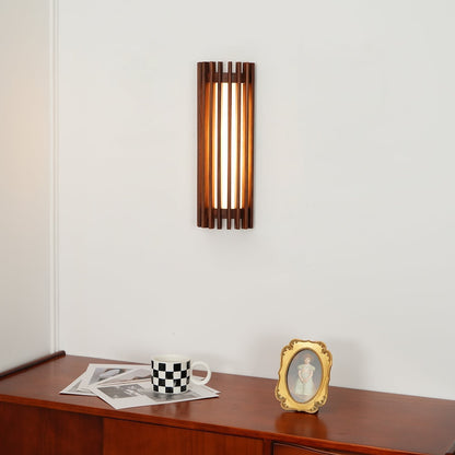 Japońska Orzechowa Wewnętrzna Lampa Ścienna Drewniana Back
