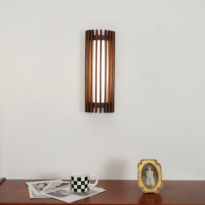 Japońska Orzechowa Wewnętrzna Lampa Ścienna Drewniana Full