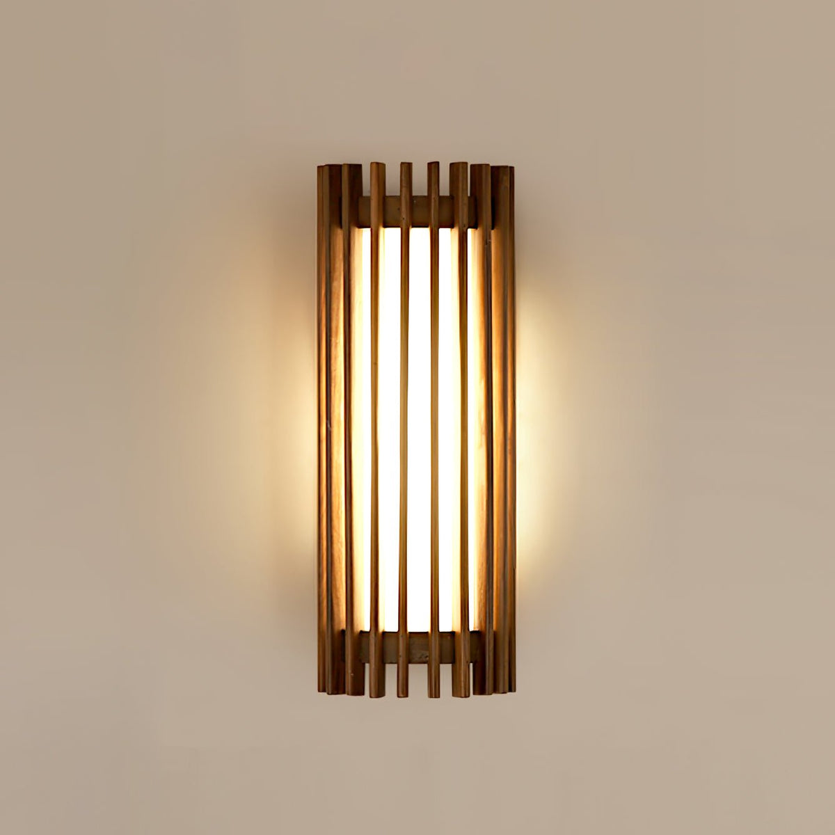 Japońska Orzechowa Wewnętrzna Lampa Ścienna Drewniana Side