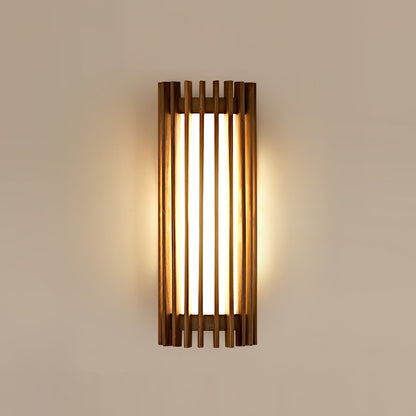 Japońska Orzechowa Wewnętrzna Lampa Ścienna Drewniana Side