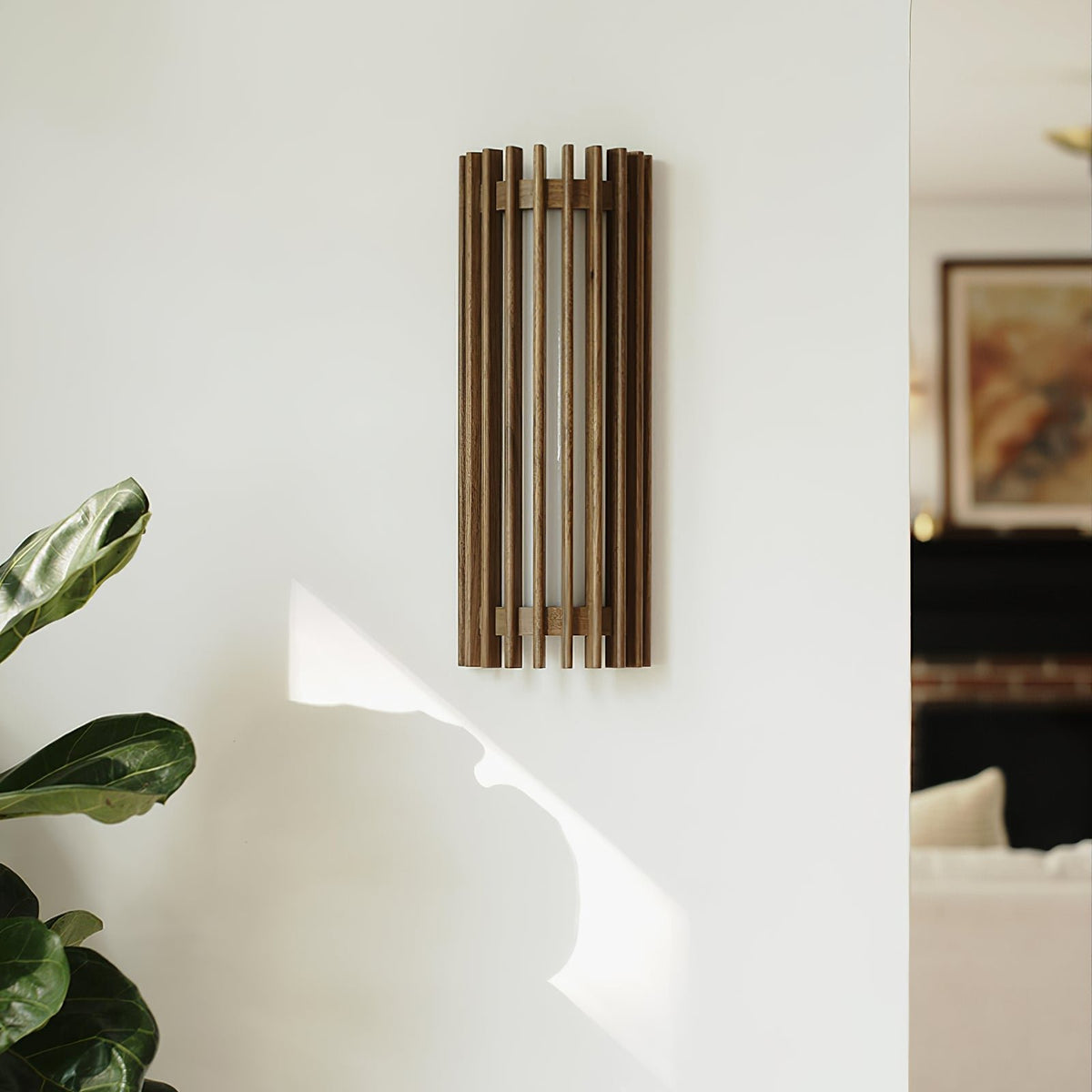 Japońska Orzechowa Wewnętrzna Lampa Ścienna Drewniana View 15