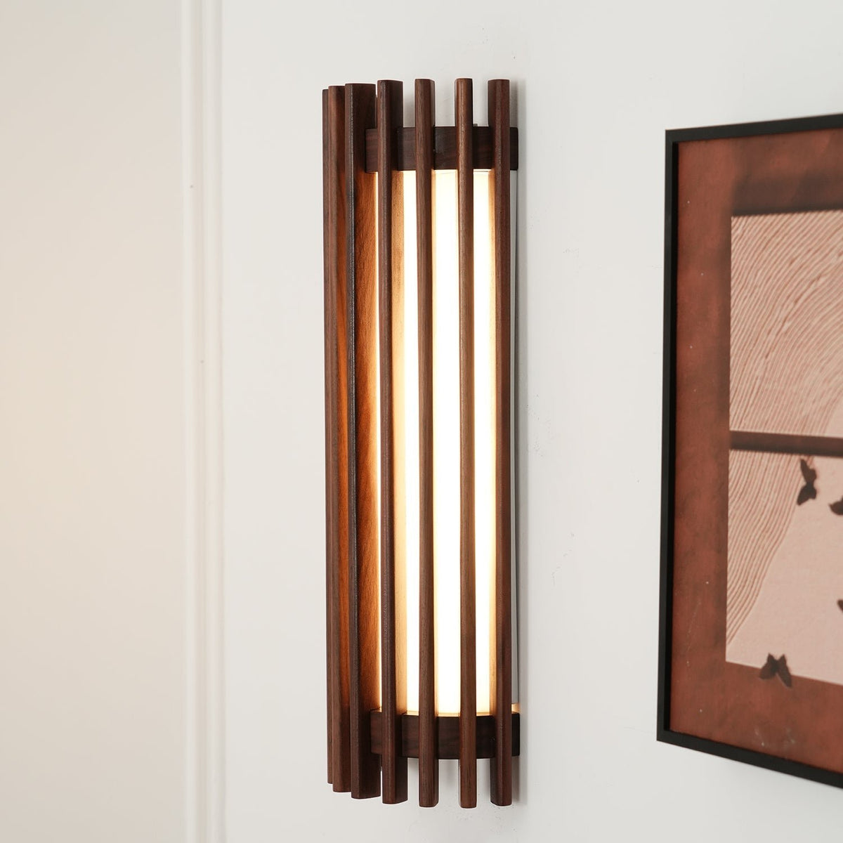Japońska Orzechowa Wewnętrzna Lampa Ścienna Drewniana View 25