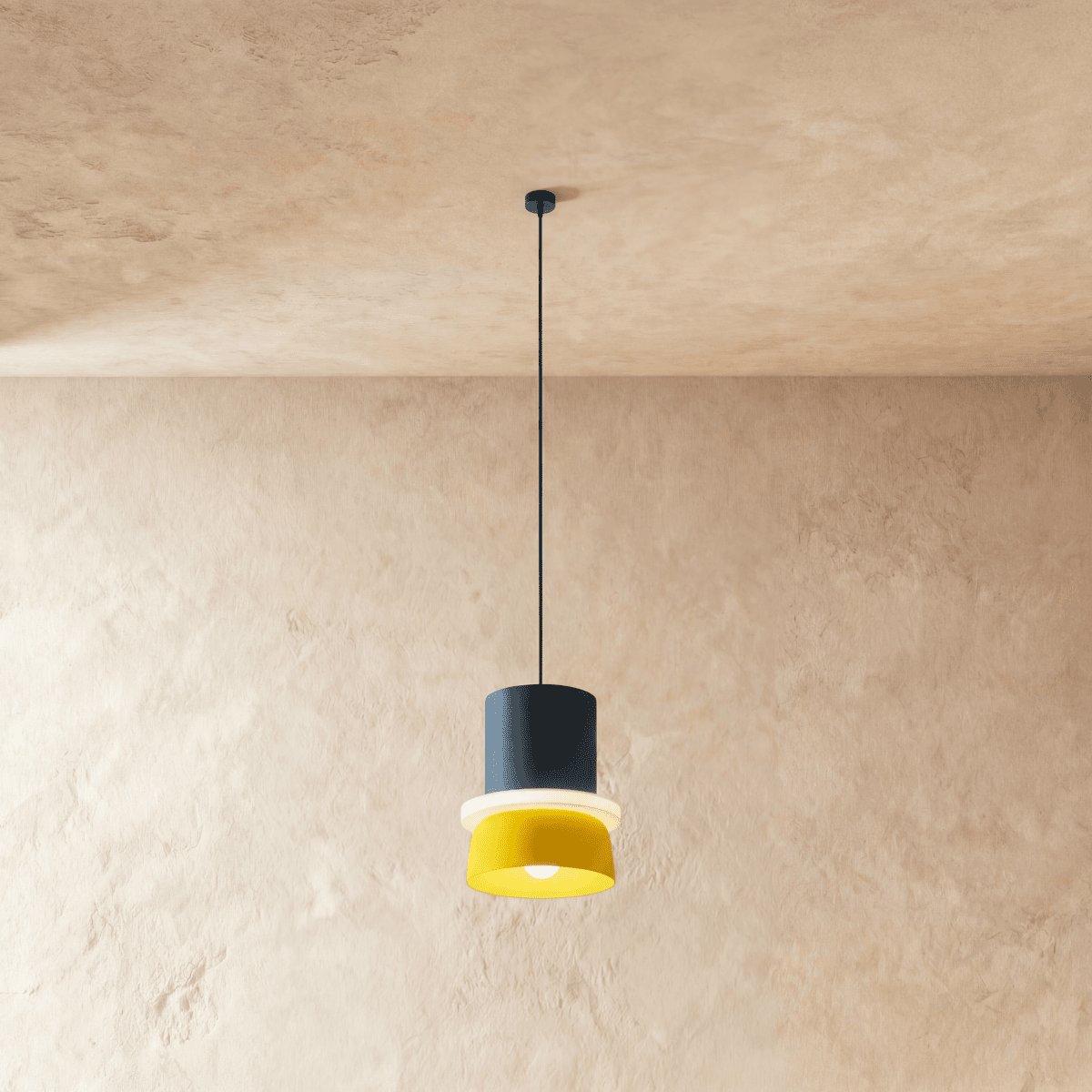 Kolorowa Makaronikowa Lampa Wisząca Dwupoziomowa Close Up