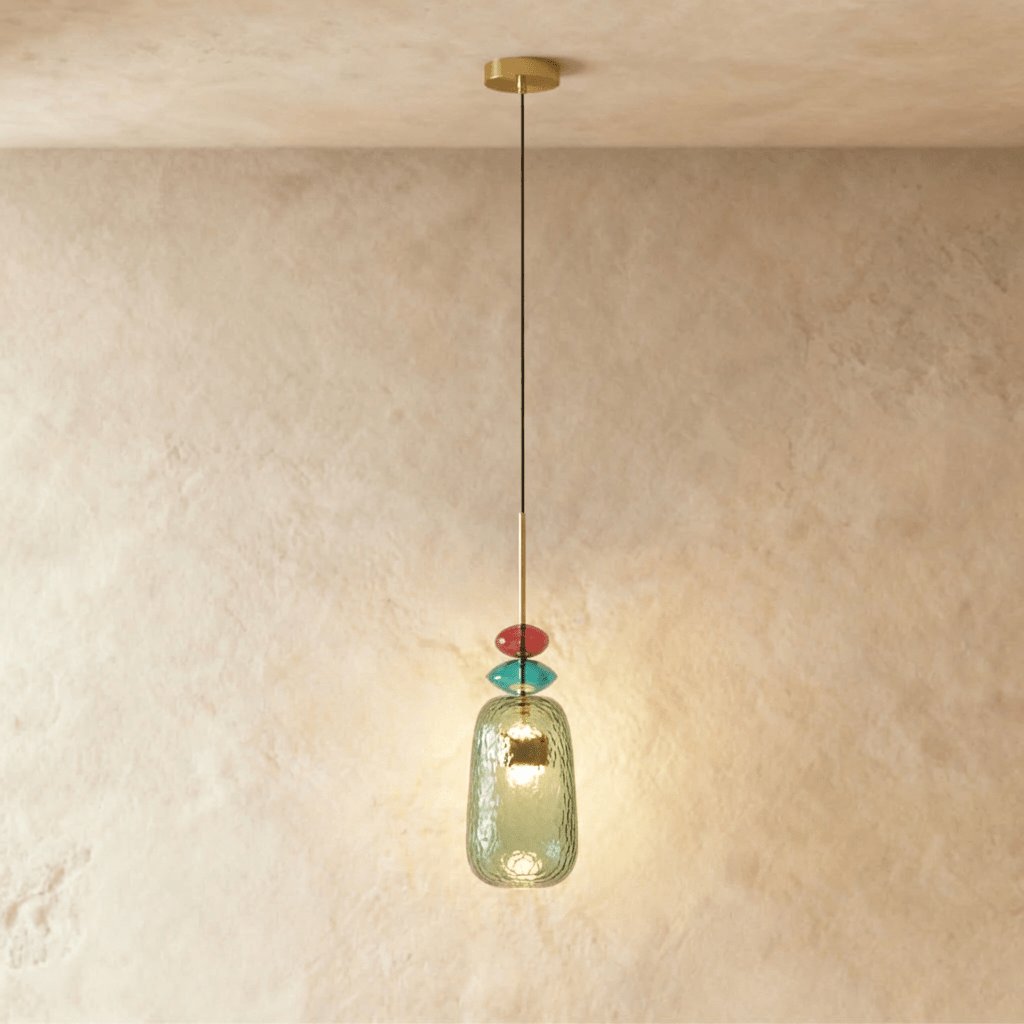 Kolorowa Szklana Lampa Wisząca z Witrażem Back