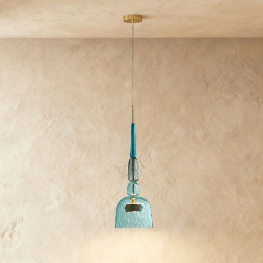 Kolorowa Szklana Lampa Wisząca z Witrażem Close Up