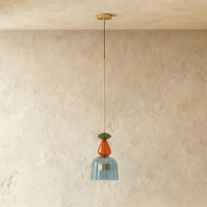 Kolorowa Szklana Lampa Wisząca z Witrażem Front