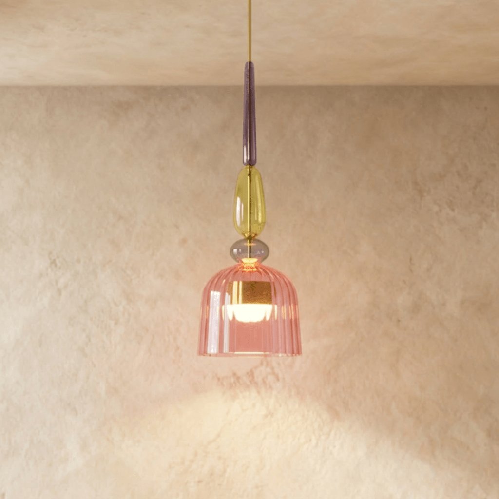 Kolorowa Szklana Lampa Wisząca z Witrażem Full
