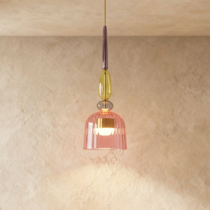 Kolorowa Szklana Lampa Wisząca z Witrażem Full