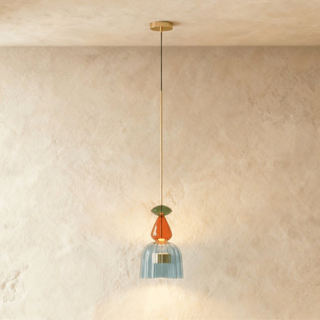 Kolorowa Szklana Lampa Wisząca z Witrażem Hero