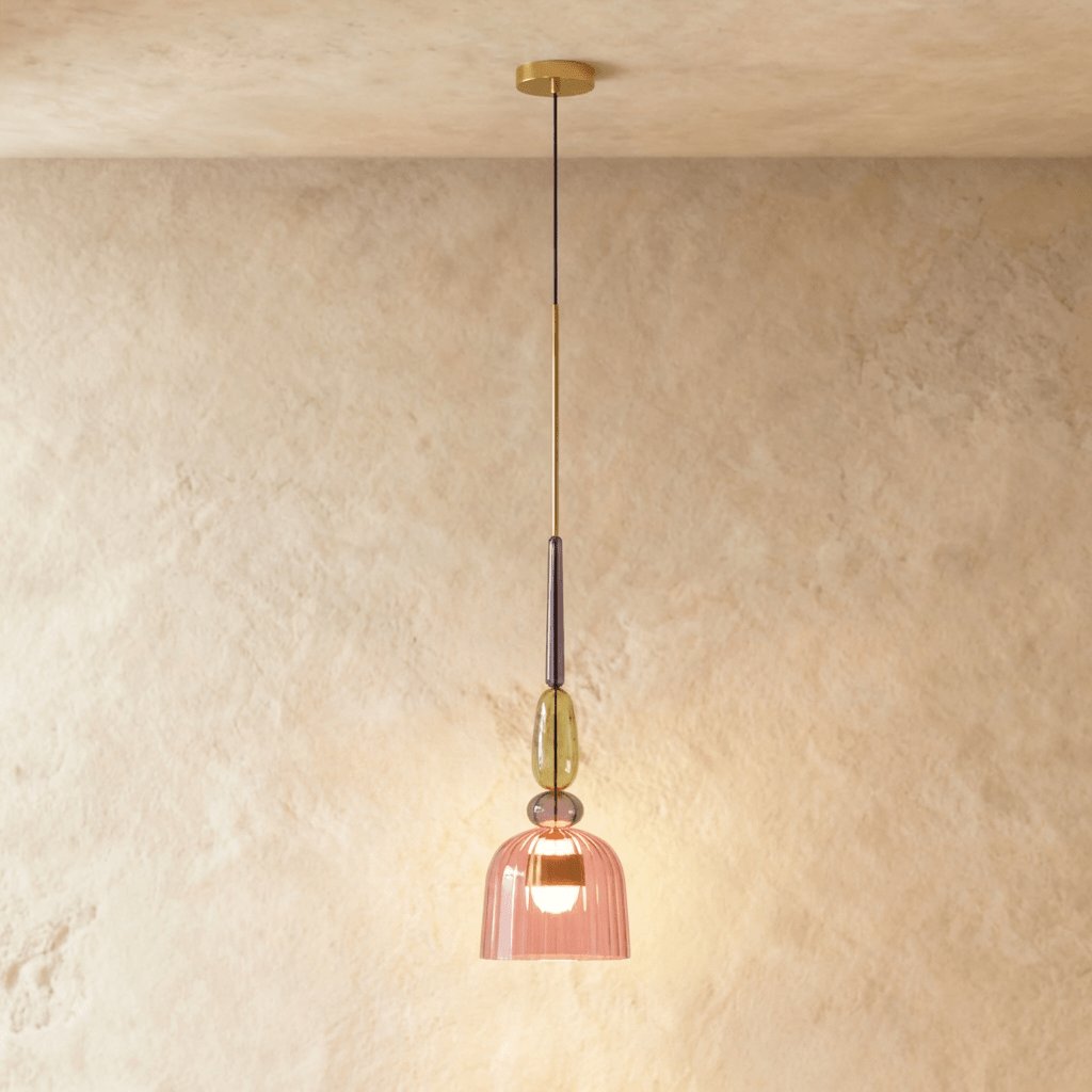 Kolorowa Szklana Lampa Wisząca z Witrażem Side