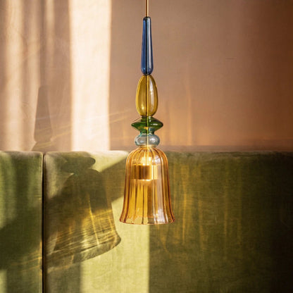 Kolorowa Szklana Lampa Wisząca z Witrażem View 12