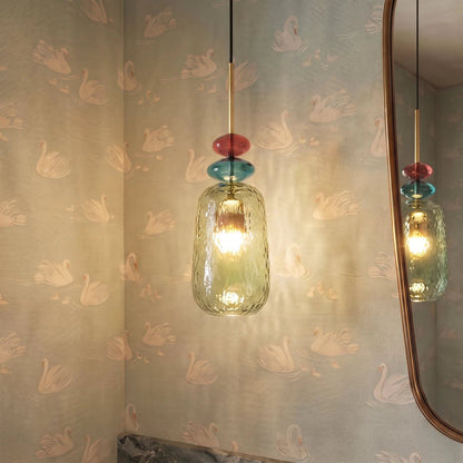 Kolorowa Szklana Lampa Wisząca z Witrażem View 14