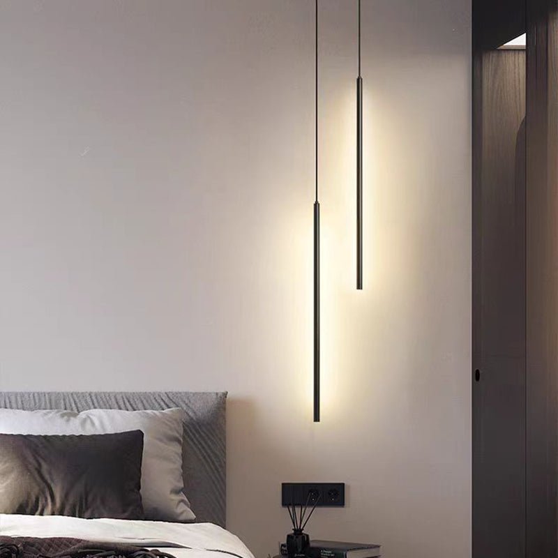 Minimalistyczna Aluminiowa Silikonowa Cylindryczna Lampa Wisząca LED Front