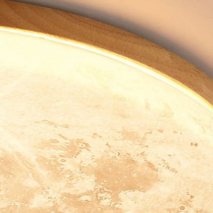 Minimalistyczna Drewniana Lampa Sufitowa LED Księżyc Okrągła View 11