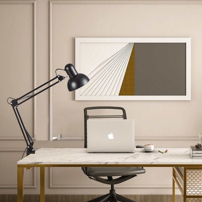 Minimalistyczna Lampa Stołowa z Klipsem na Wysuwane Długie Ramię Front