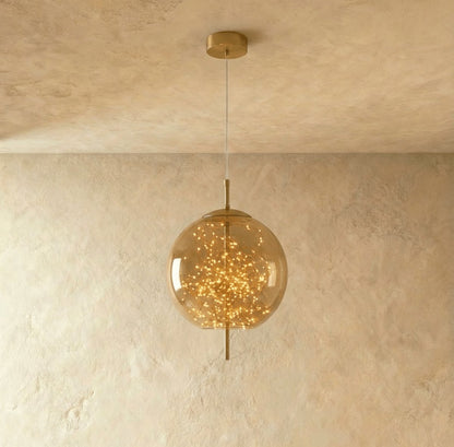 Minimalistyczna Szklana Lampa Wisząca Skręcona Kula Close Up