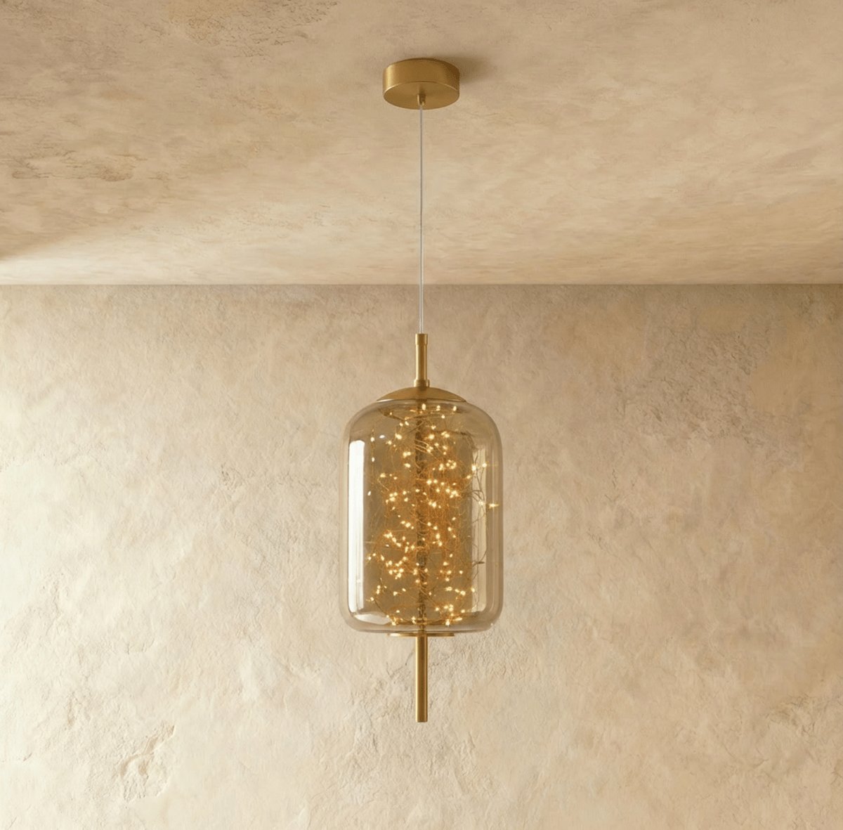 Minimalistyczna Szklana Lampa Wisząca Skręcona Kula Detail