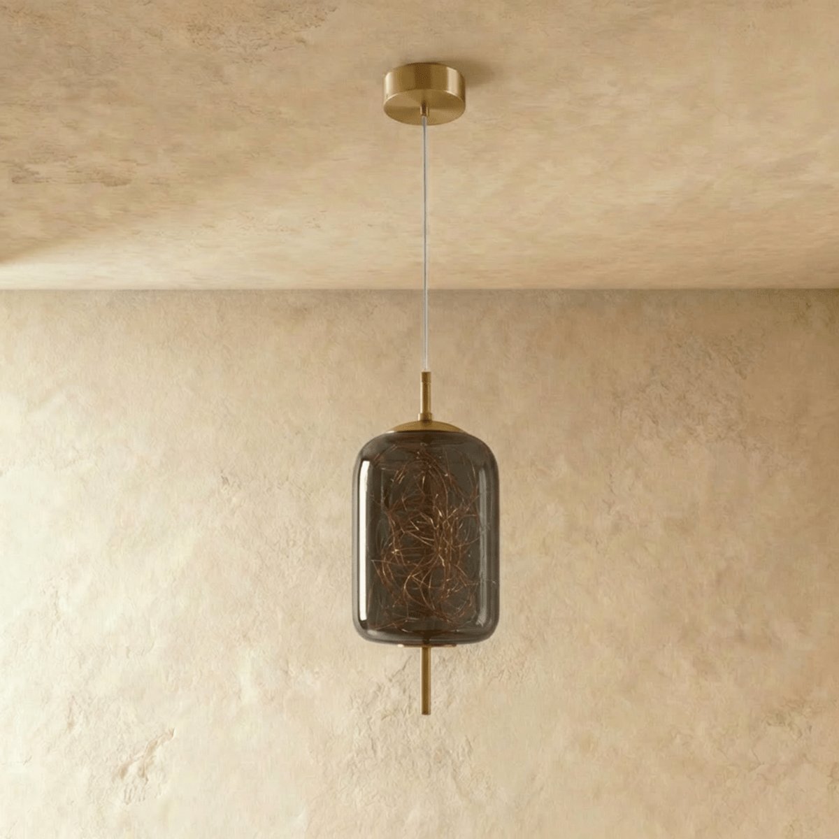 Minimalistyczna Szklana Lampa Wisząca Skręcona Kula Front