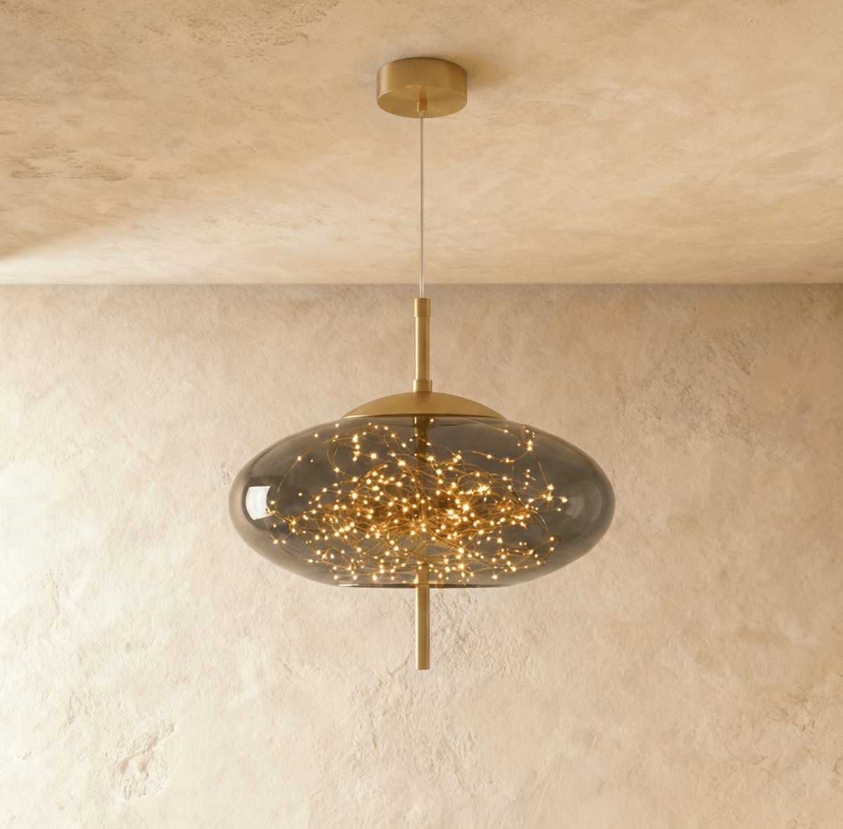 Minimalistyczna Szklana Lampa Wisząca Skręcona Kula Lifestyle