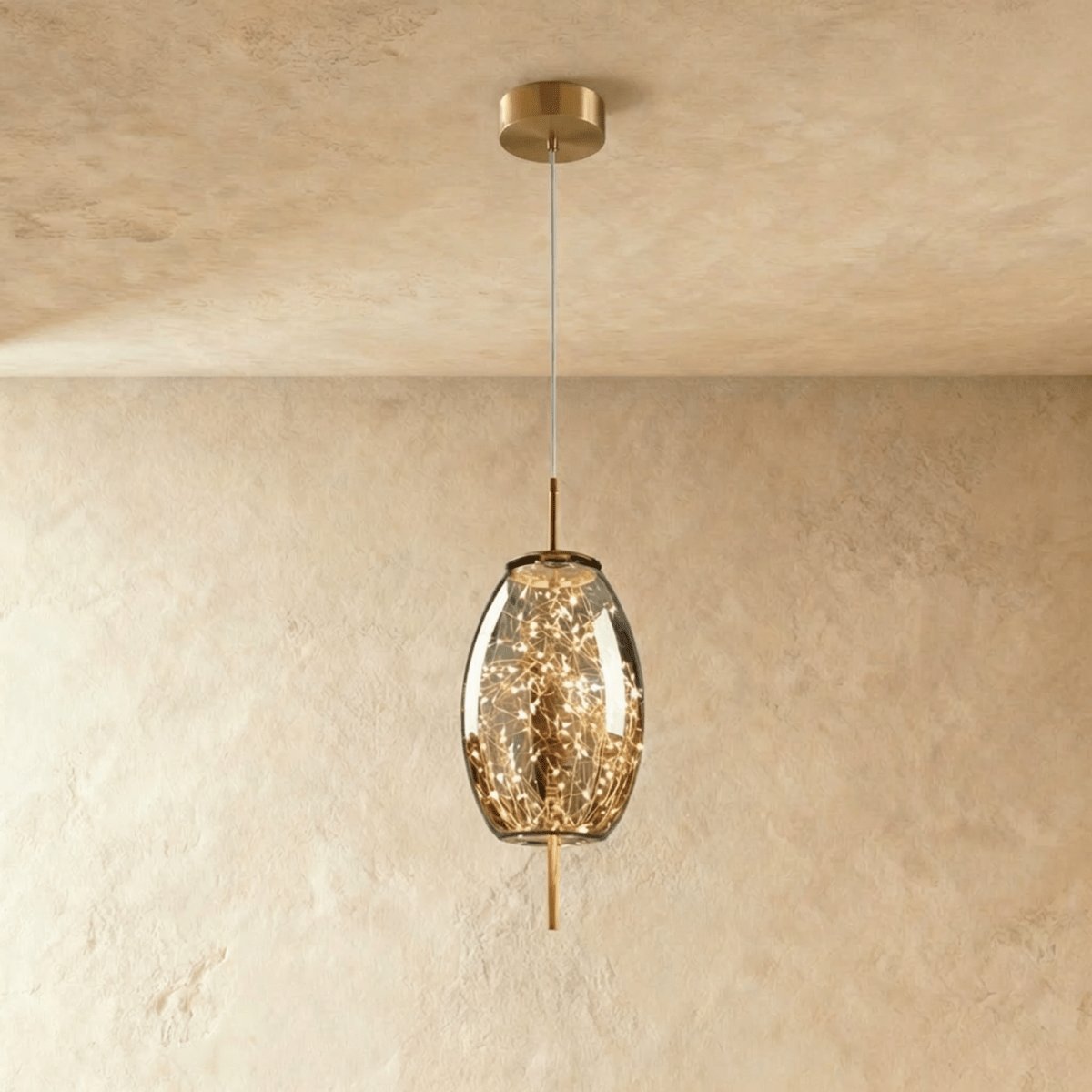 Minimalistyczna Szklana Lampa Wisząca Skręcona Kula Side