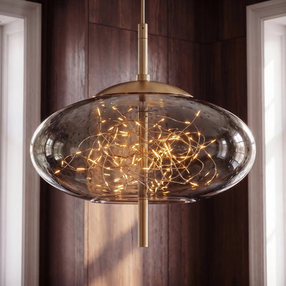 Minimalistyczna Szklana Lampa Wisząca Skręcona Kula View 12