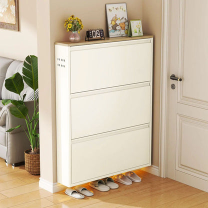 Minimalistyczny Wąski Stalowy Organizer na Buty z Szufladami Uchylnymi Hero