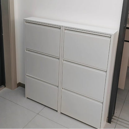 Minimalistyczny Wąski Stalowy Organizer na Buty z Szufladami Uchylnymi View 21