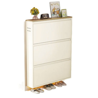 Minimalistyczny Wąski Stalowy Organizer na Buty z Szufladami Uchylnymi View 33