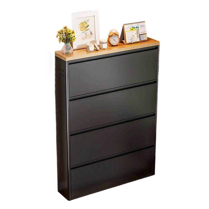 Minimalistyczny Wąski Stalowy Organizer na Buty z Szufladami Uchylnymi View 35